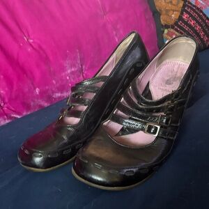 Vintage John Fluevog Opera Black Strappy Mary Jane Heels